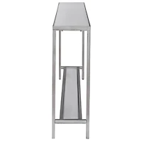 Silver Metal Mirrored Top Slim Console Table