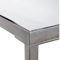 Silver Metal Mirrored Top Slim Console Table