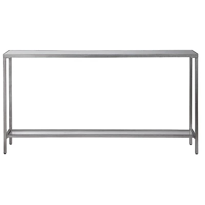 Silver Metal Mirrored Top Slim Console Table