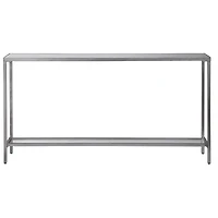 Silver Metal Mirrored Top Slim Console Table