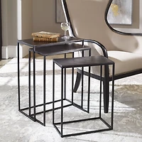 Bronze & Black Metal Nesting Side Tables, Set of 3