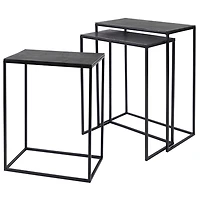 Bronze & Black Metal Nesting Side Tables, Set of 3