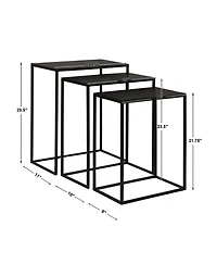Bronze & Black Metal Nesting Side Tables, Set of 3