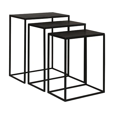 Bronze & Black Metal Nesting Side Tables, Set of 3