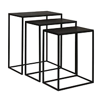 Bronze & Black Metal Nesting Side Tables, Set of 3