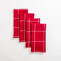 Red Windowpane Plaid Christmas Napkins, Set of 4