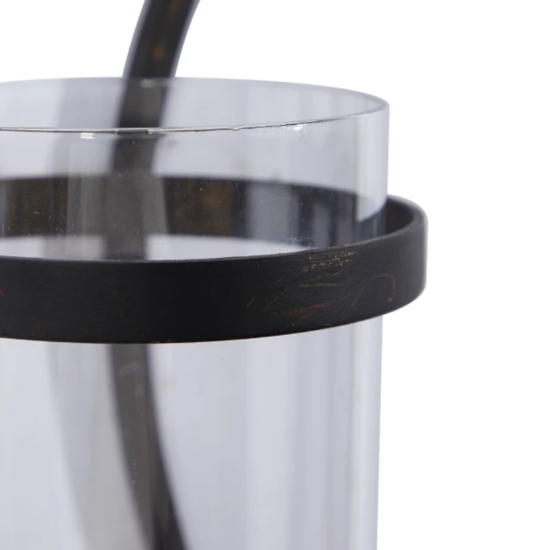 Fleur Distressed Black Iron Sconce, 25 in.