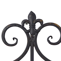 Fleur Distressed Black Iron Sconce, 25 in.