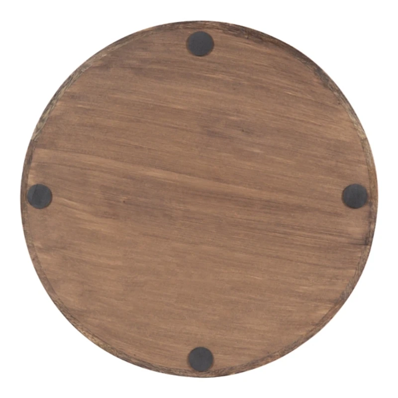 White Enameled Round Mango Wood Tray