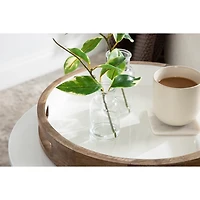 White Enameled Round Mango Wood Tray