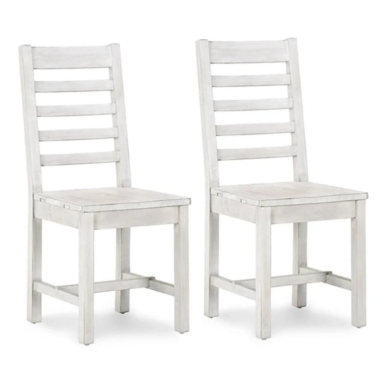 Whitewashed Wood Farmhouse Dining Chairs, Set of 2