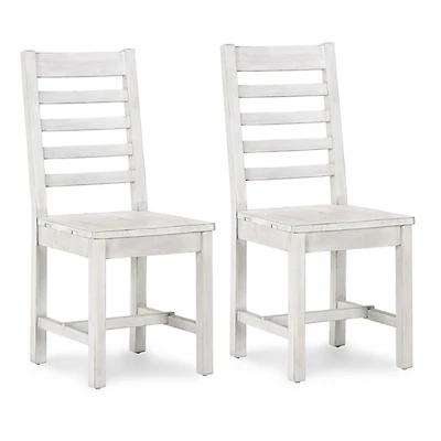 Whitewashed Wood Farmhouse Dining Chairs, Set of 2
