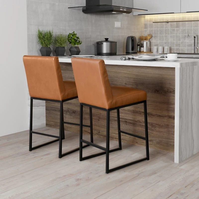 Faux Leather Armless Counter Stool