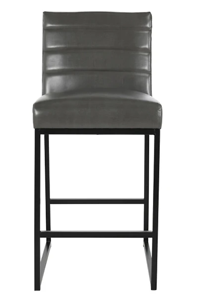 Gray Faux Leather Armless Counter Stool
