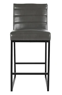 Gray Faux Leather Armless Counter Stool