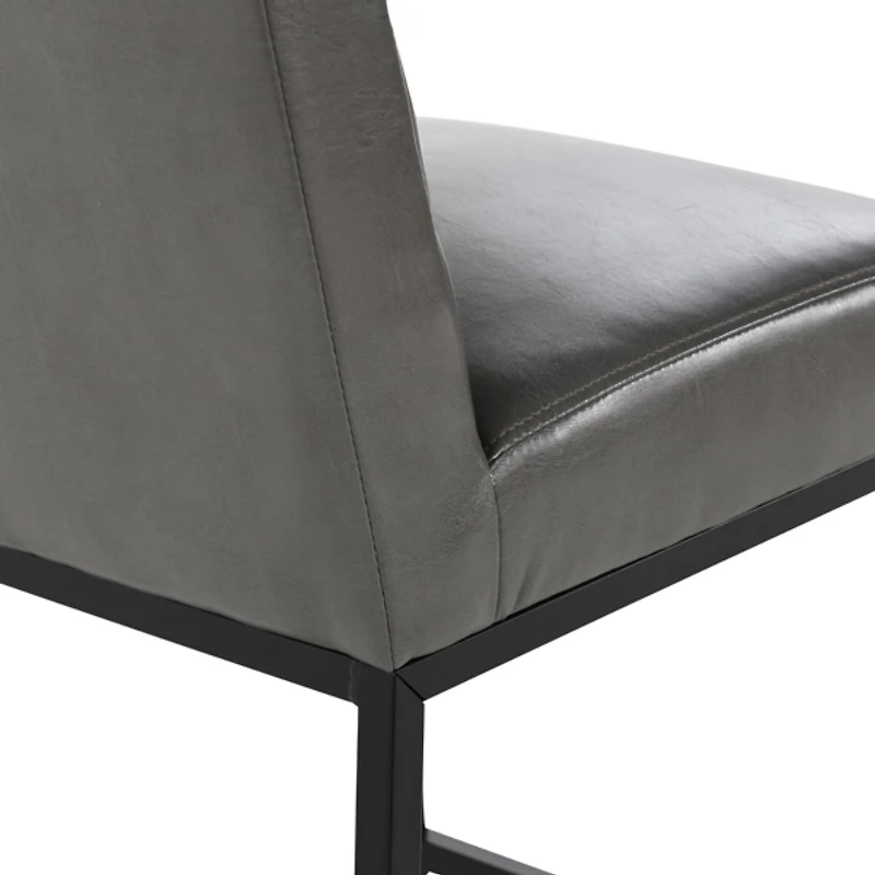 Gray Faux Leather Armless Counter Stool