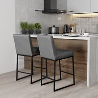 Gray Faux Leather Armless Counter Stool