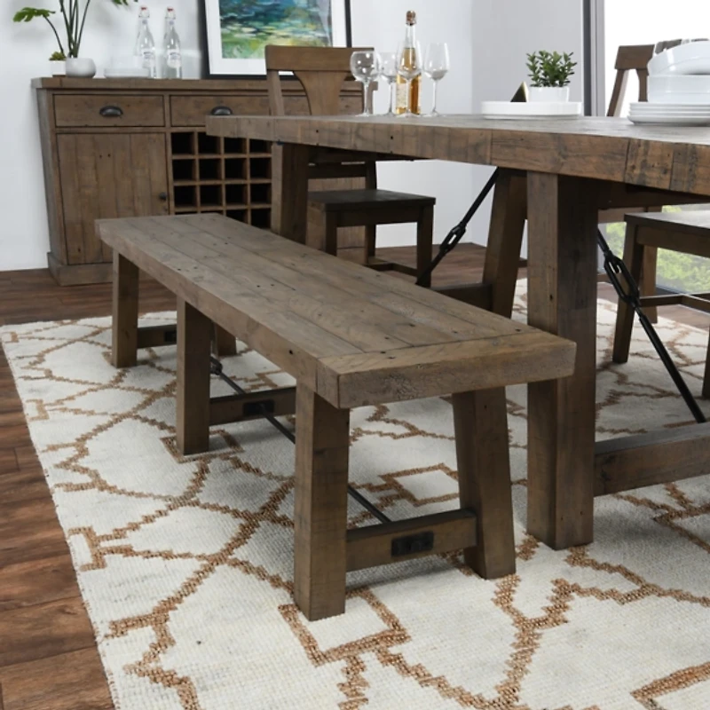 Reclaimed Wood Industrial Dining Bench