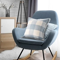 Blue Buffalo Check Stitched Outdoor Throw Pillow