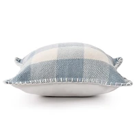 Blue Buffalo Check Stitched Outdoor Throw Pillow