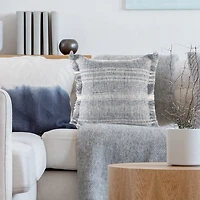 Denim Contemporary Stripe Outdoor Throw Pillow