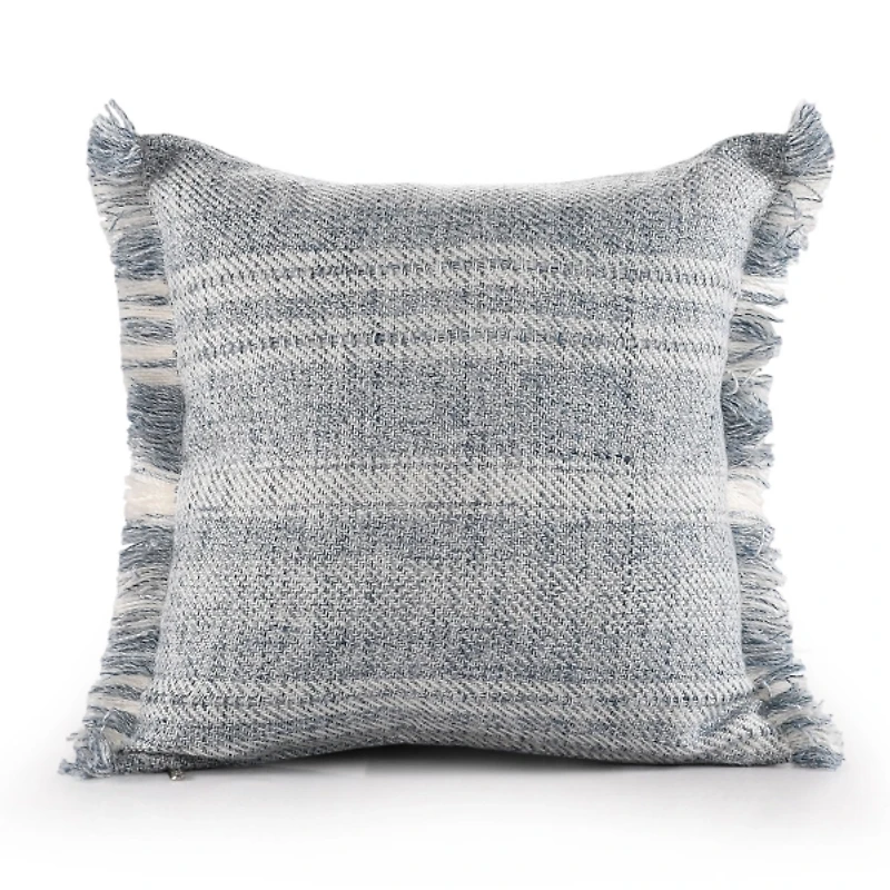Denim Contemporary Stripe Outdoor Throw Pillow