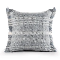 Denim Contemporary Stripe Outdoor Throw Pillow