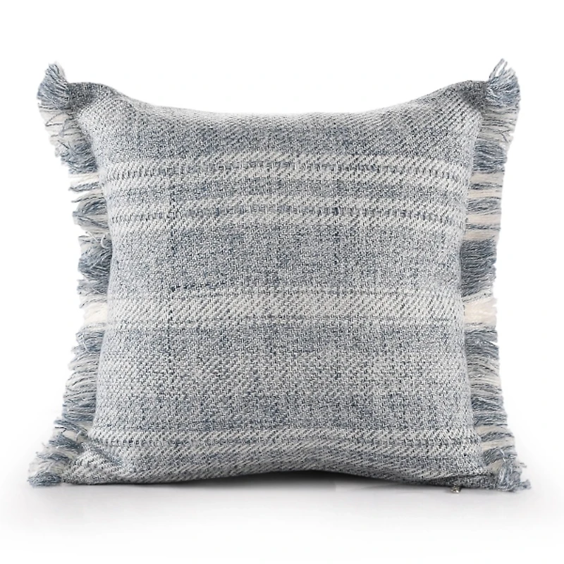 Denim Contemporary Stripe Outdoor Throw Pillow