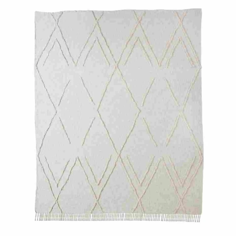 Ivory Geometric Queen Coverlet