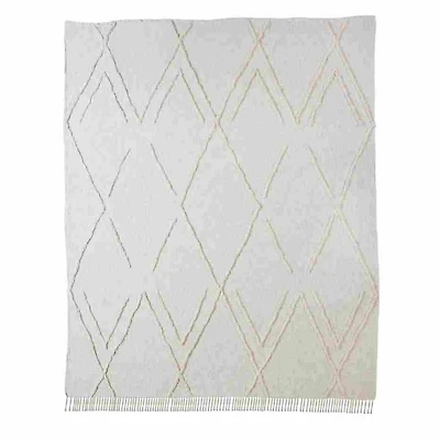 Ivory Geometric Queen Coverlet
