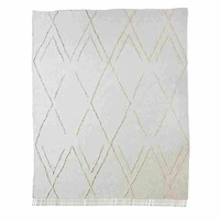 Ivory Geometric Queen Coverlet
