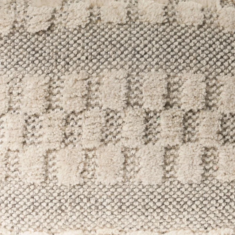 Flatweave Tufted Checker Wool Pouf