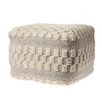 Flatweave Tufted Checker Wool Pouf