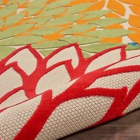 Bright Red Floral Burst Outdoor Area Rug, 6x9