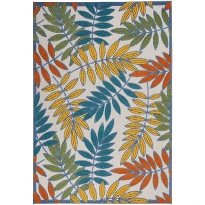 Multicolor Botanical Outdoor Area Rug, 6x9