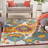 Whimsical Flowers Outdoor Area Rug, 6x9