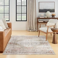 Sage Distressed Medallion Washable Area Rug, 5x7