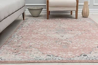Pink Rose Medallion Area Rug, 5x7