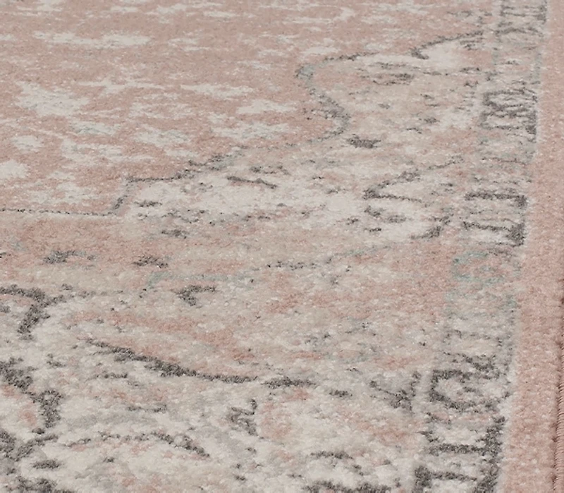 Pink Rose Medallion Area Rug, 5x7