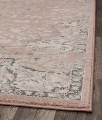 Pink Rose Medallion Area Rug, 5x7