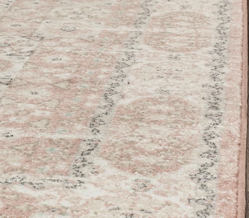 Pink Peony Medallion Area Rug, 5x7