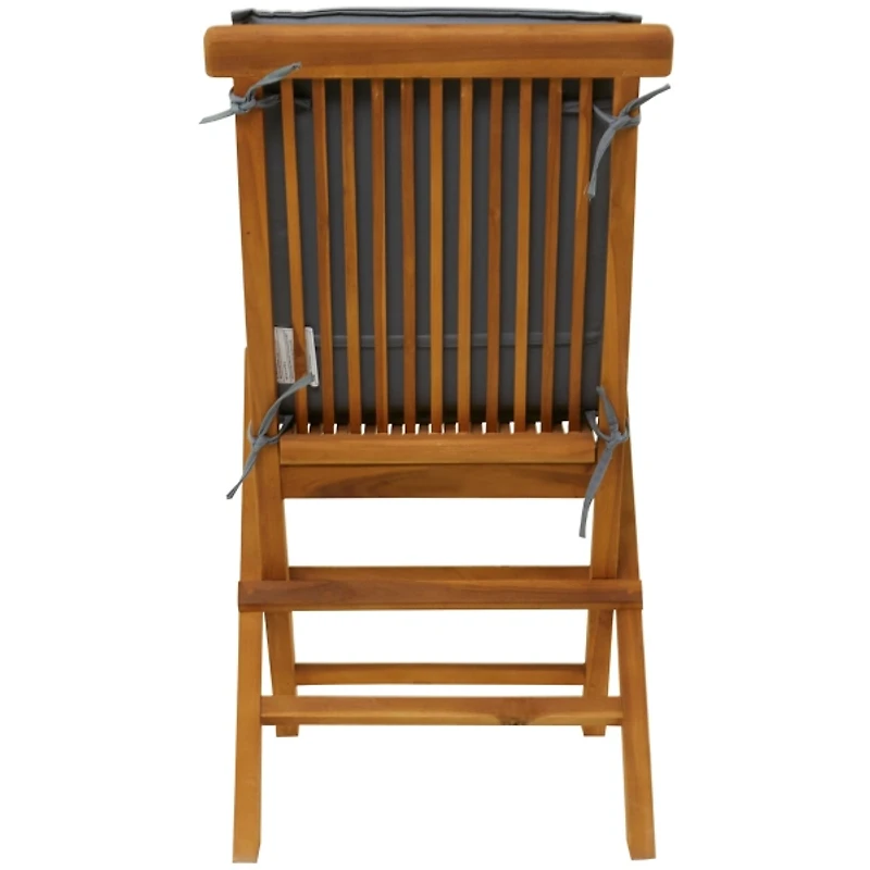 Brown Wood Outdoor Folding Dining Chairs, Set of 2