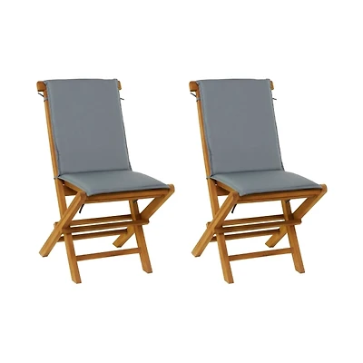 Brown Wood Outdoor Folding Dining Chairs, Set of 2