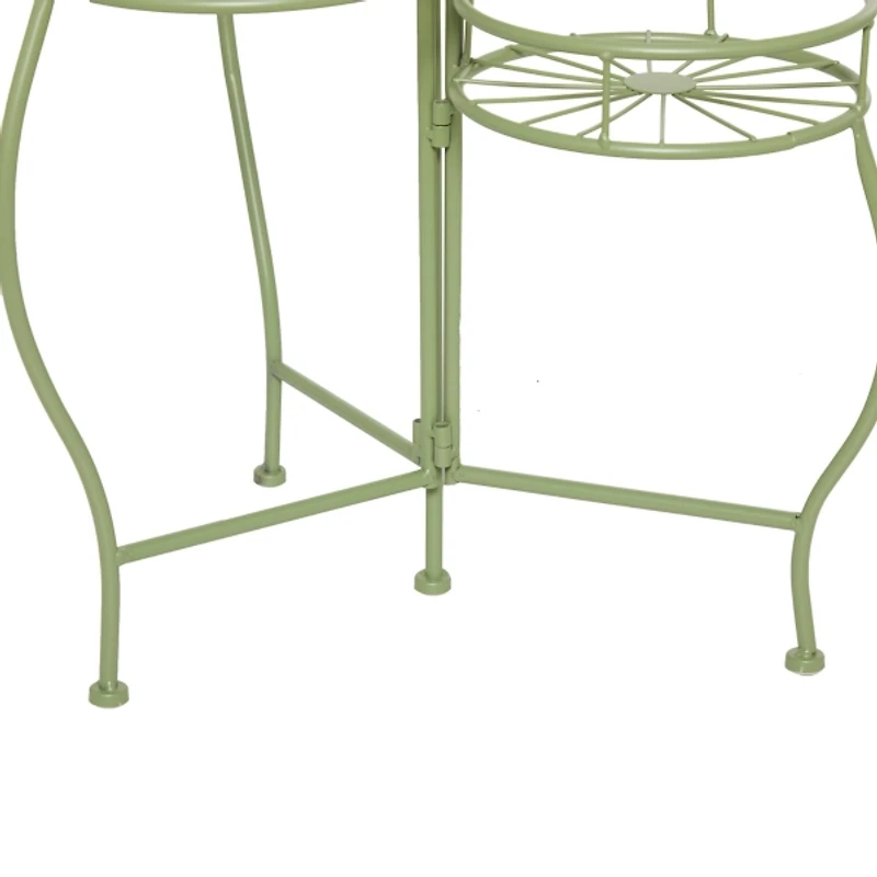 Green Metal Starburst 3-Tier Plant Stand