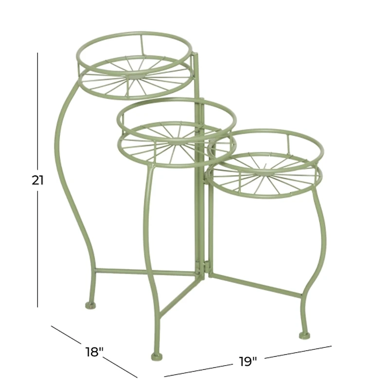 Green Metal Starburst 3-Tier Plant Stand