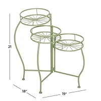 Green Metal Starburst 3-Tier Plant Stand
