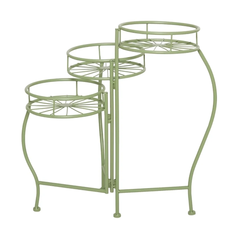 Green Metal Starburst 3-Tier Plant Stand