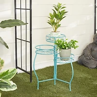 Turquoise Metal Starburst 3-Tier Plant Stand