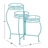 Turquoise Metal Starburst 3-Tier Plant Stand
