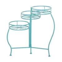 Turquoise Metal Starburst 3-Tier Plant Stand
